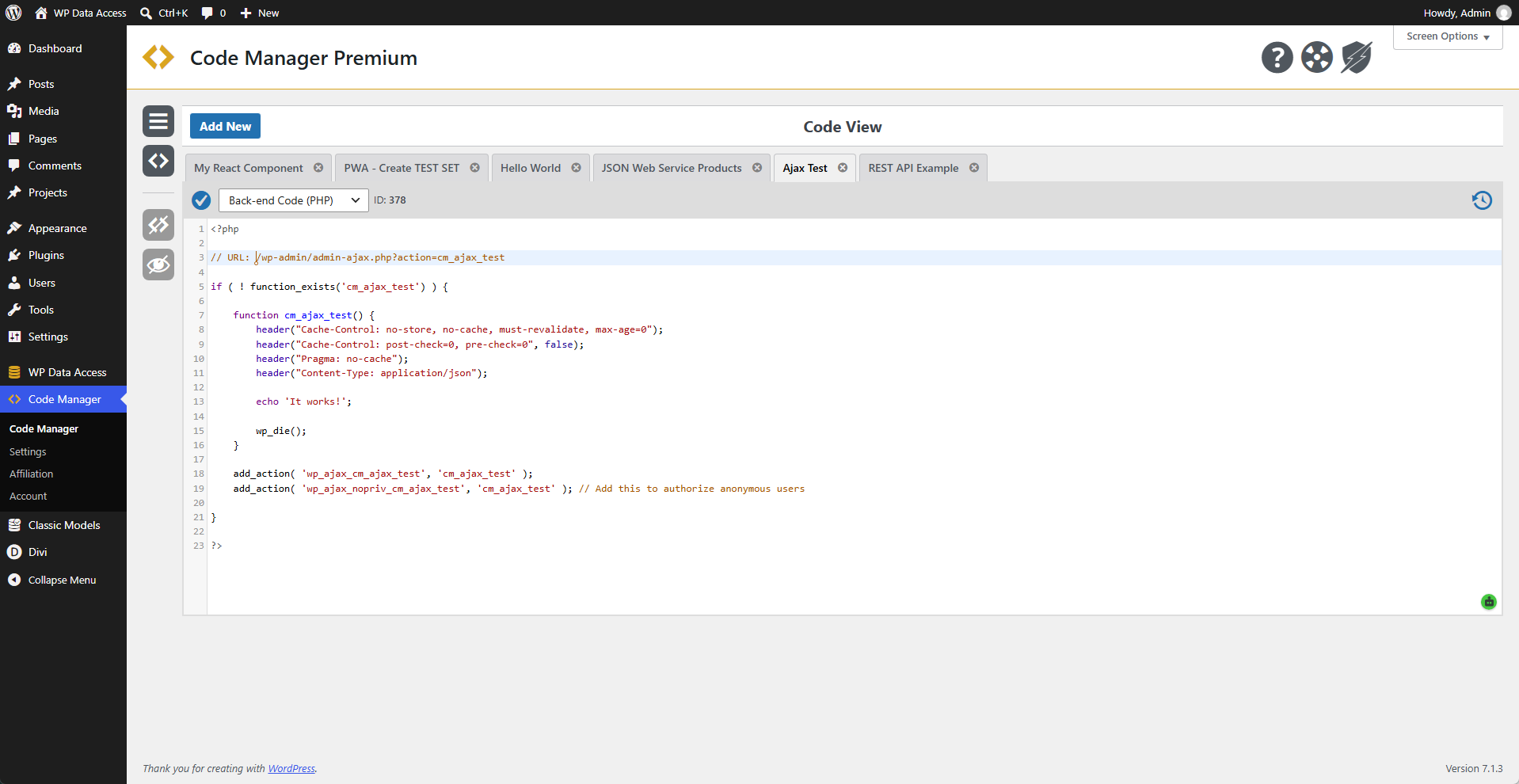 Code Manager - Code View