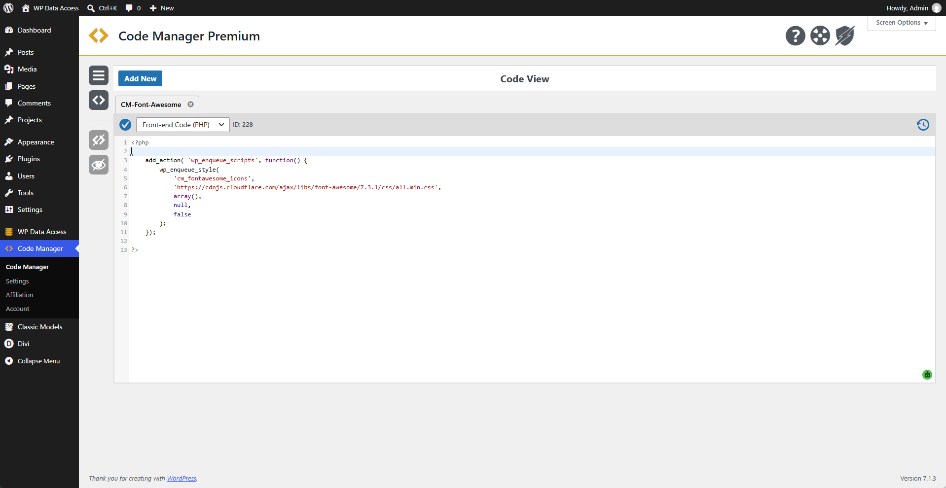 Code Manager - Front-End Code