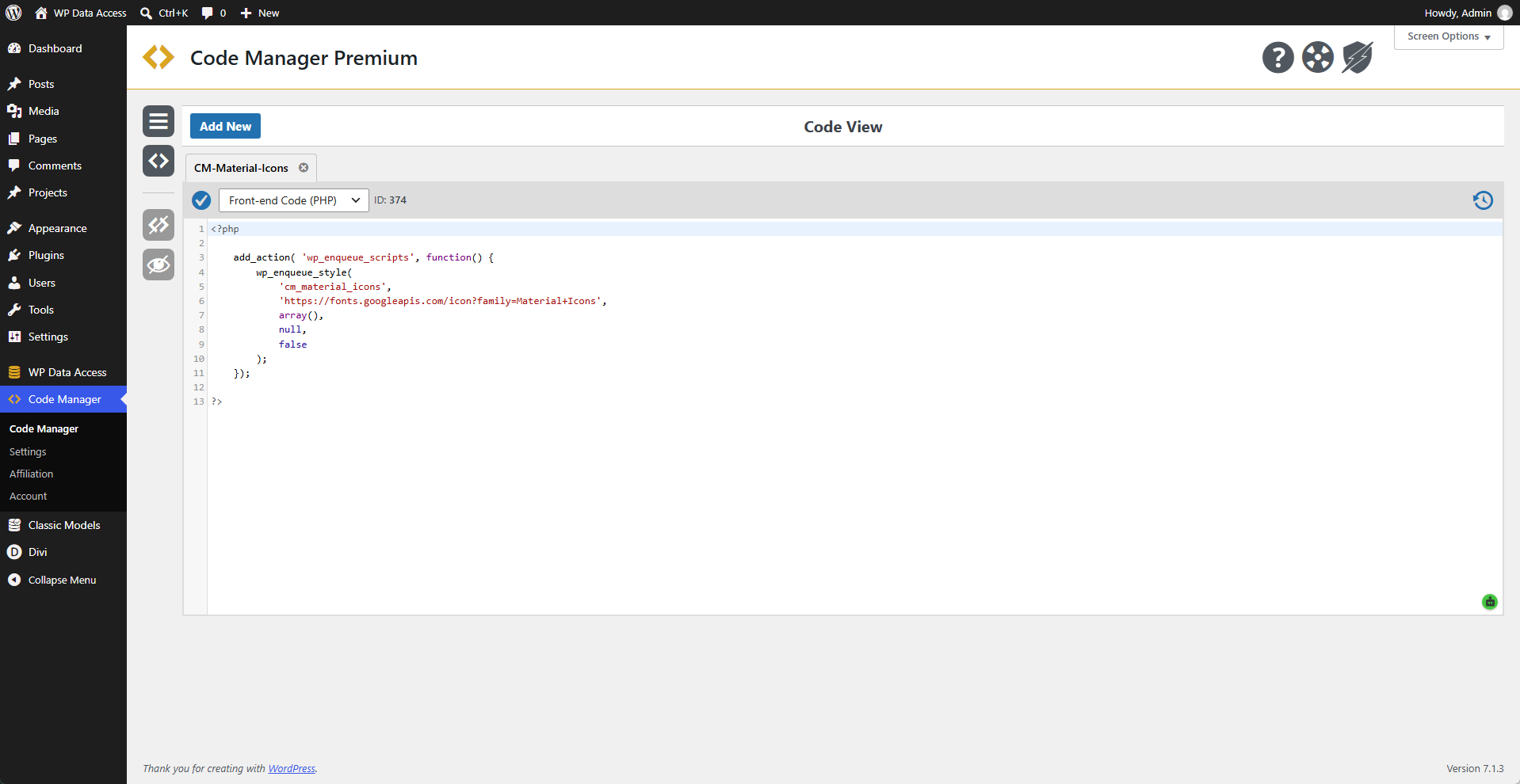 Code Manager - Front-End Code
