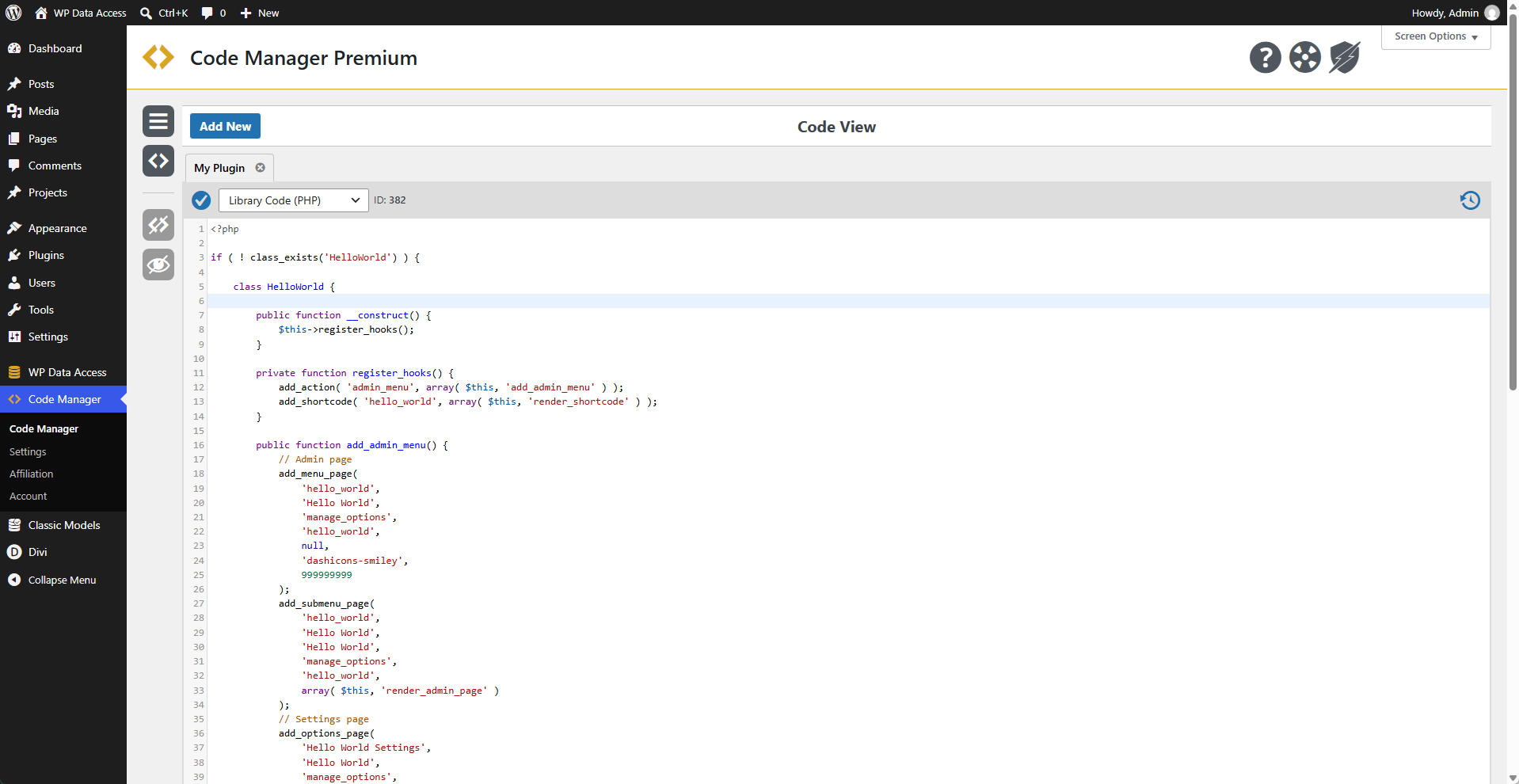 Code Manager - Library Code