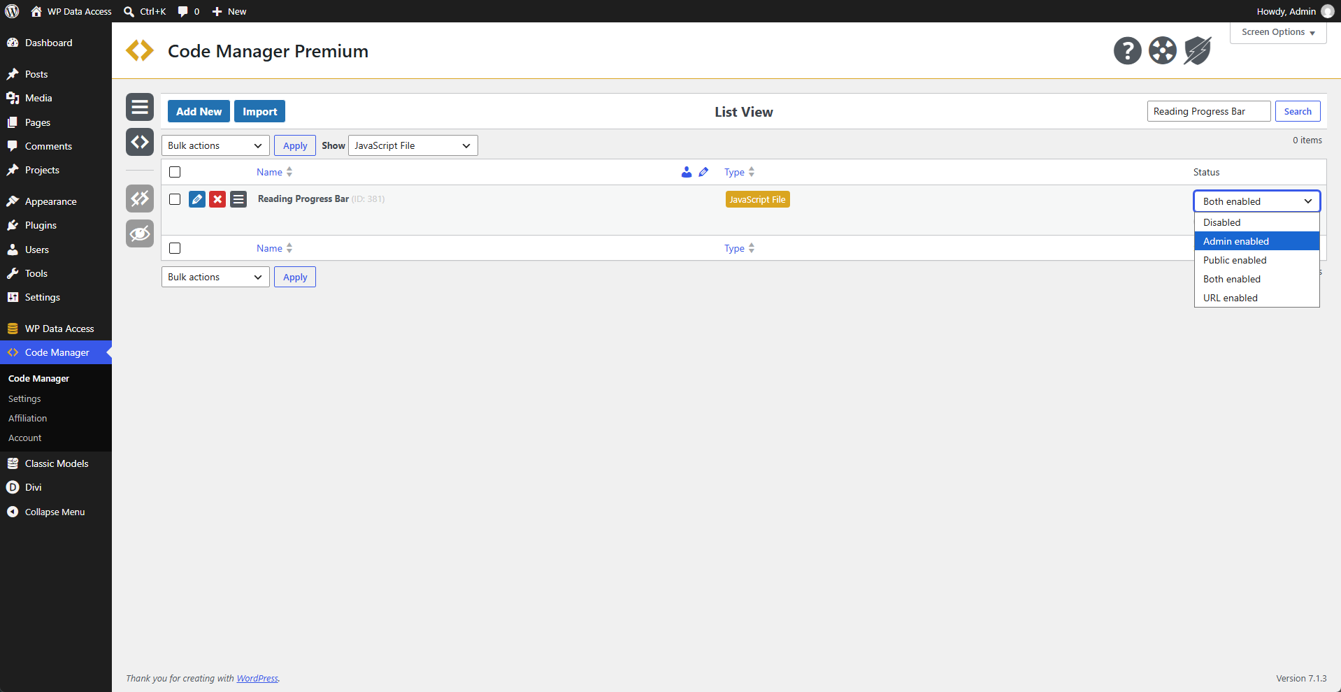 Code Manager - JS File