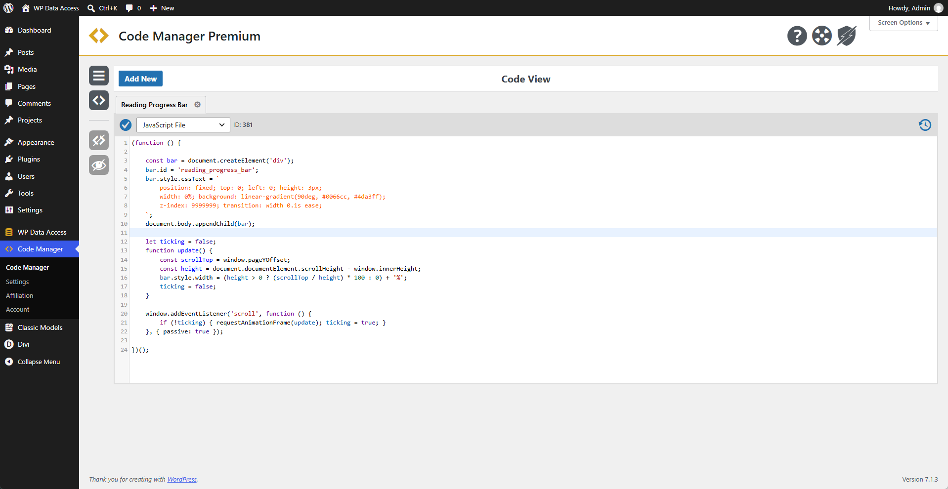 Code Manager - JS File