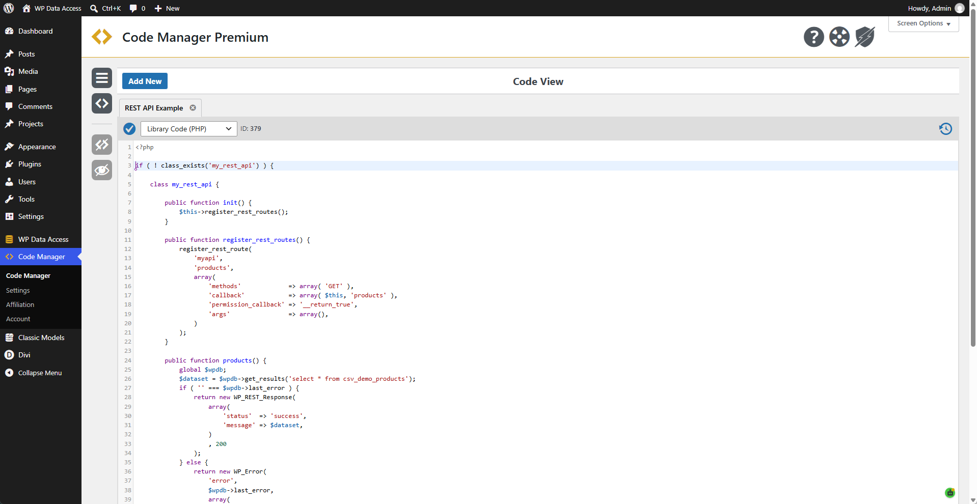 Code Manager - Library Code