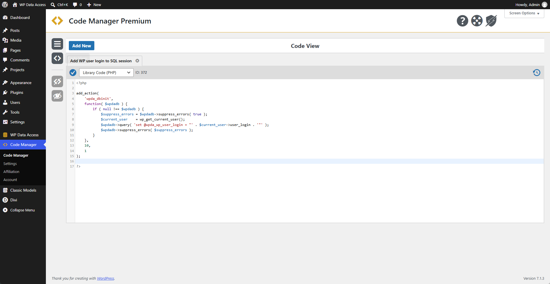 Code Manager - Library Code